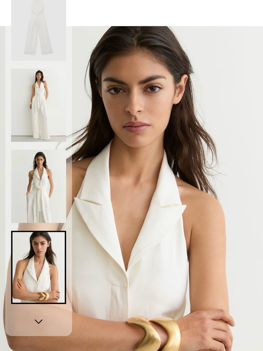 Reiss Tie-Front Wide-Leg Jumpsuit with Linen in Ivory Cream - Picture 7 of 8
